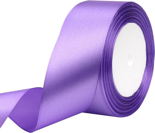 Light Purple Solid Satin Ribbon 1-1/2 Inch 25 Yards Solid Polyester Fabric Ribbon for Gift Wrapping Wedding Christmas Baby Shower Birthday Party Decoration Handmade Immortal Flower Craft