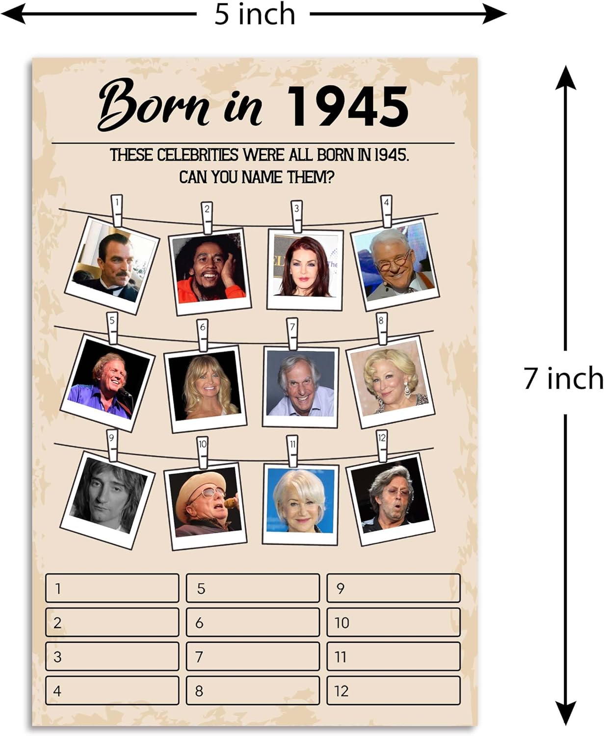 80th Birthday Party Games, Set of 2 Activities for 15 Guests, Born in 1945 Games Bundle, Birthday Party Supplies for Adults, Pack of 30 Cards