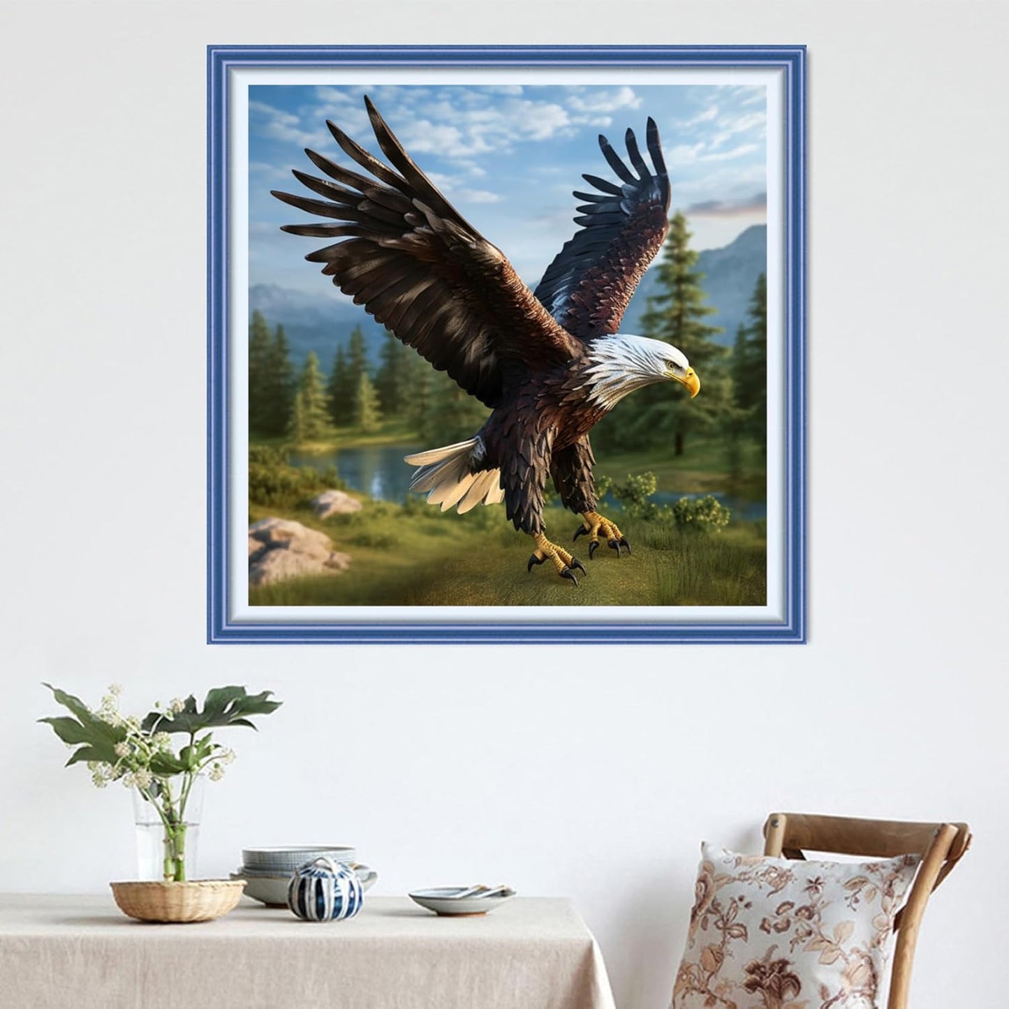 DMCVIVR Stamped Cross Stitch Kits for Adults Beginners Embroidery Kits 11CT Needlepoint Kits Cross Stitch Patterns Embroidery Patterns&The Eagle expanded its Wings 18x18 inch