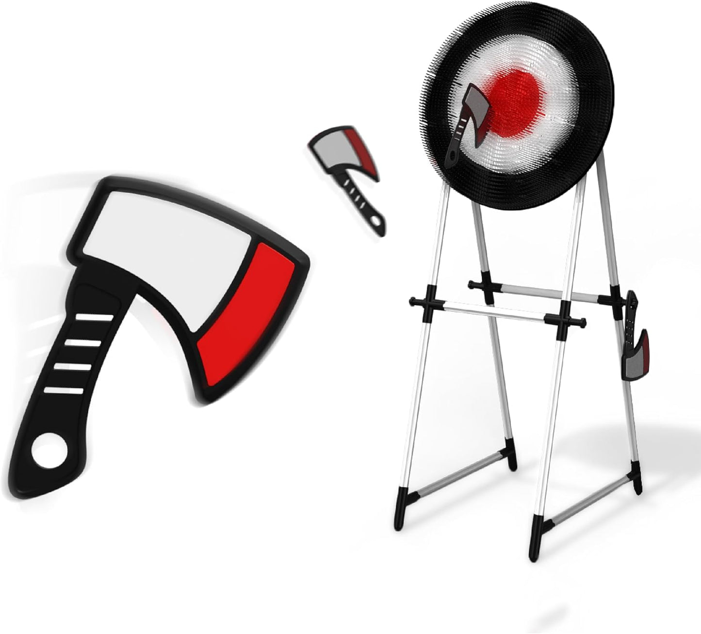 Black Series Axe Throwing Set – Indoor & Outdoor Party Game| Safe Plastic Throwing Axes| Collapsible Target| Backyard Game, Carnival Game, Beach Camping, Tailgating Essential| Fun Sports Activity Gift