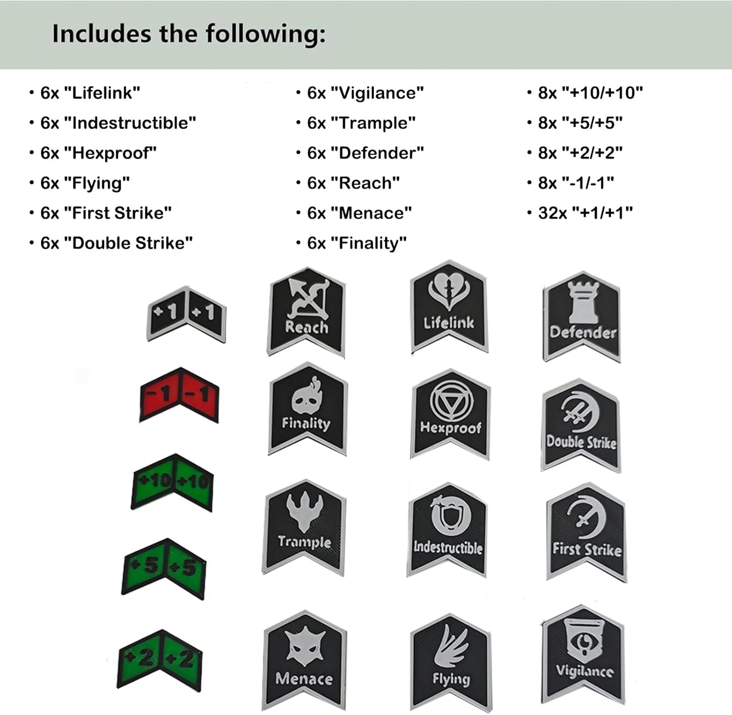 MTG Abilities Keywords Counter Wheel, Black Token Tracker 7.5 inch Diameter,123-Piece Keyword and Life Counter Bulk Tokens MTG, TCG, Cards Gaming Accessories