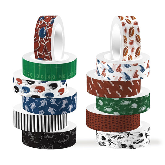 12 Rolls Football Washi Tape Sports Rugby Masking Tape Sport Decorative Tape for Scrapbook Journaling DIY Art Craft Party Decor Gifts Wrapping 16.4FT