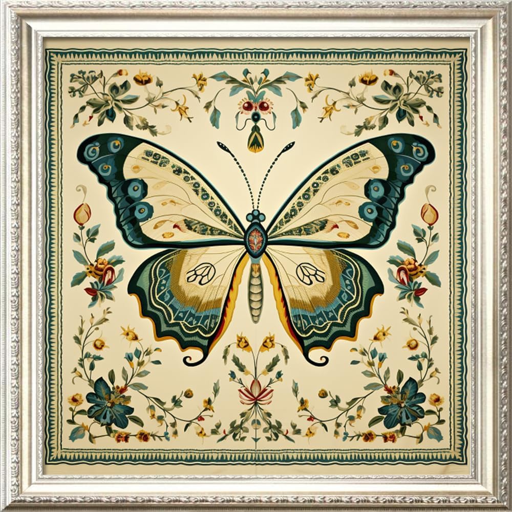 Leczany Cross Stitch Stamped Kit for Adults or Kids - Butterfly | DIY Embroidery Starter Patterns Craft Kit Needlepoint for Beginner | 11CT, 3 Strands | 17.2x17.2 inches