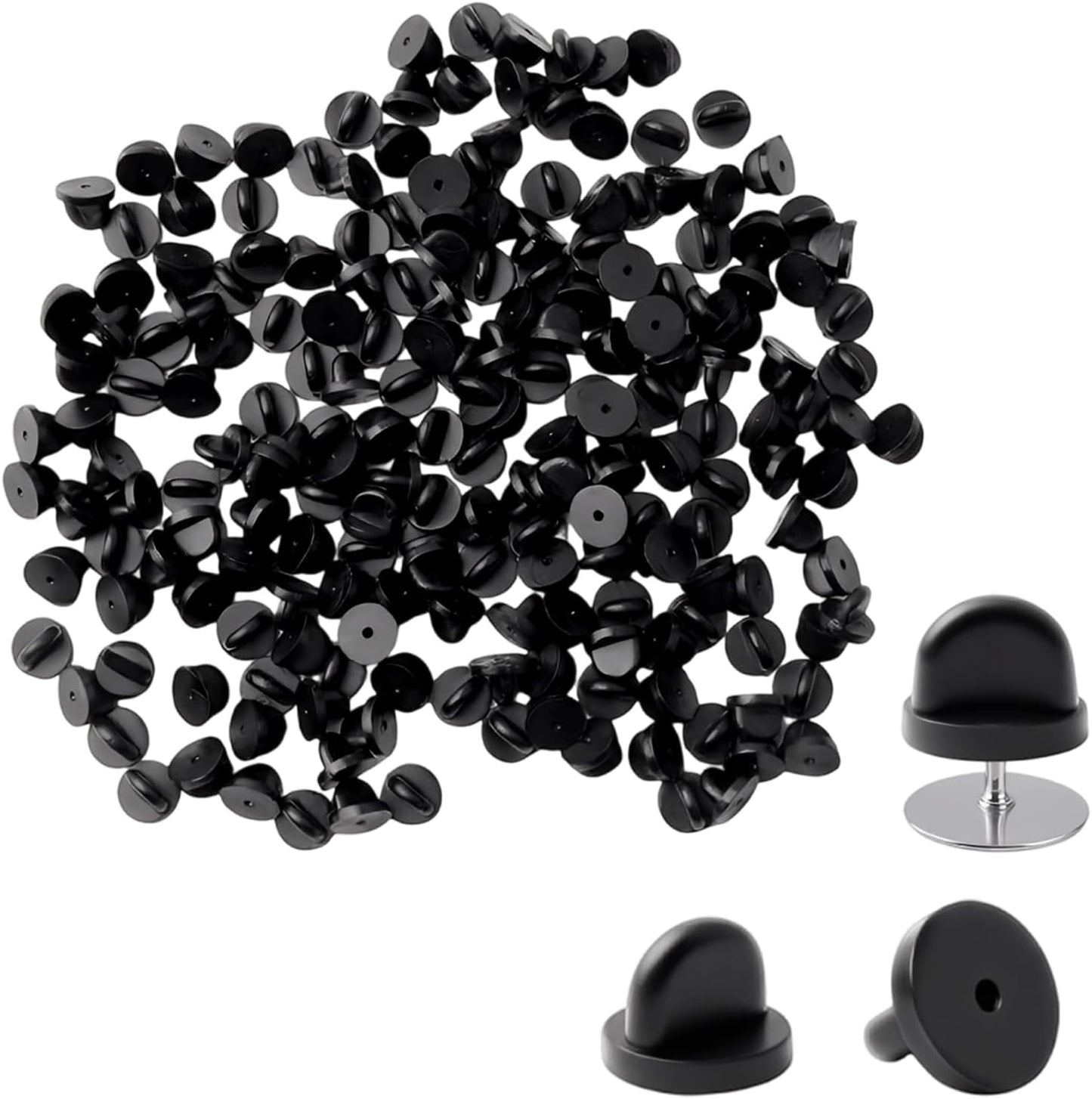 200 Pcs Black Rubber Pin Backs, Enamel Pin Backs, PVC Rubber Lapel Pin Backs, Secure Pin Backings for Replacement Uniform Enamel Pins