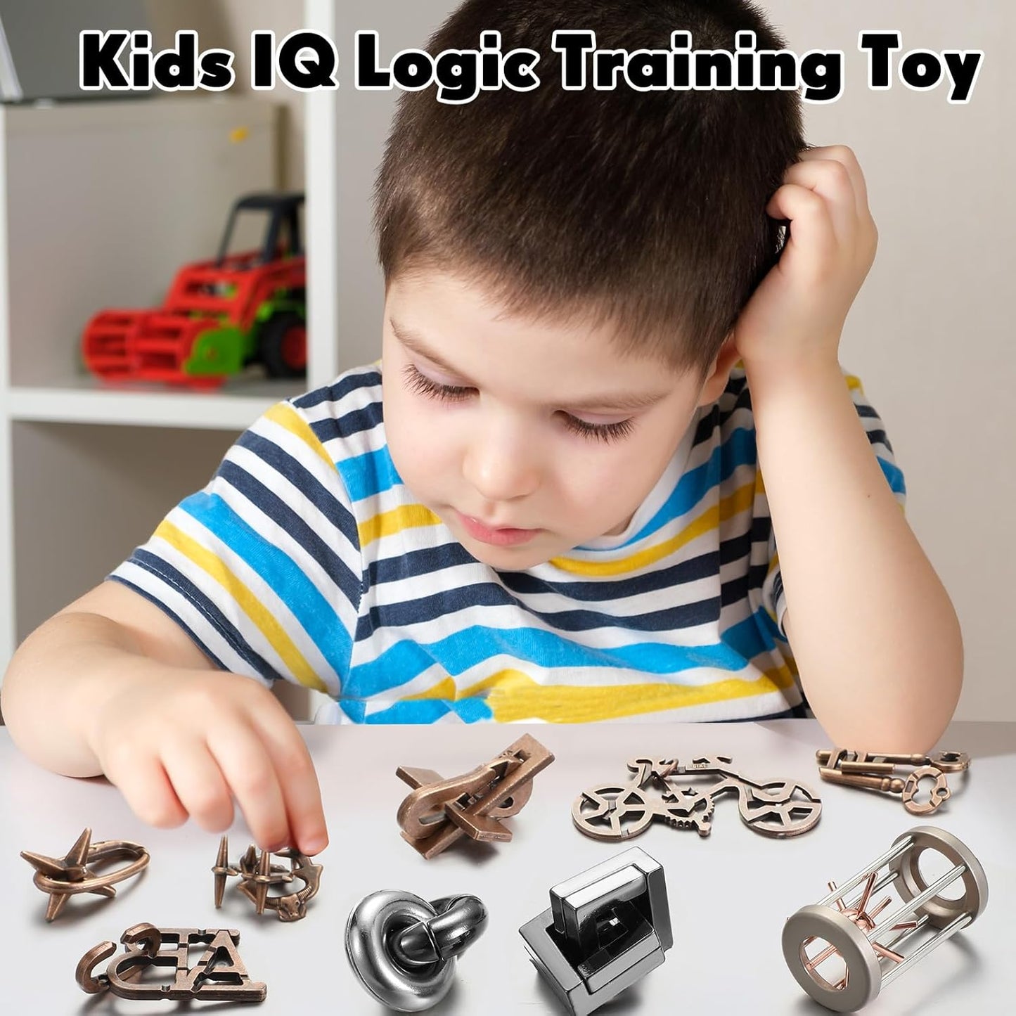 Wettarn 9 Pcs Metal Brain Teaser Puzzles Teaser 3D Steel Puzzle for Adults Unlock Interlocking Games IQ Education Smart Logic Test Toys for Adults Mind Challenge(Exquisite Style)