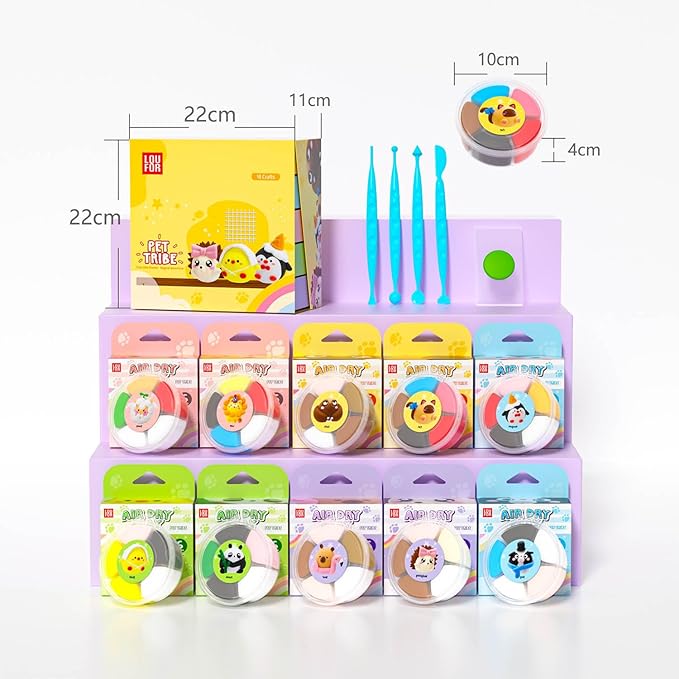Air Dry Clay for Kids - Modeling Clay Kits, Ultra Light & Soft, Safe & Non-Toxic, 10 Boxes DIY Model Magic Clay 60 Colors with Sculpting Tools und Tutorials, Creative Art Crafts Toys Gifts Boys Girls