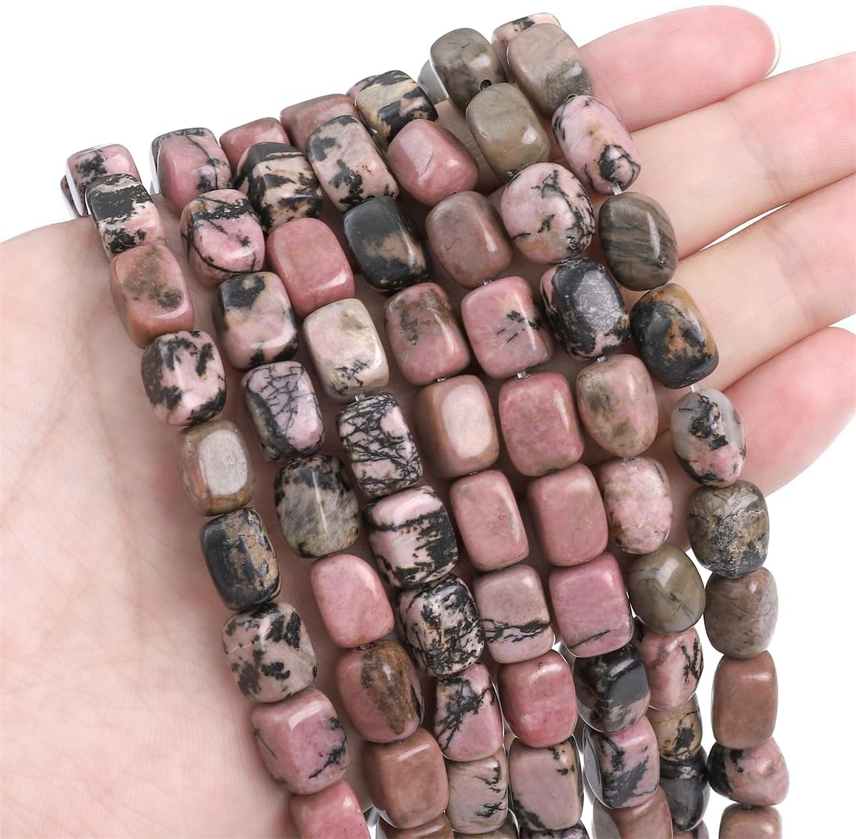 Natural Rhodochrosite Cuboid Stone Loose Semi Gemstone Beads for Jewelry Making 8mmx12mm 38cm/Strand