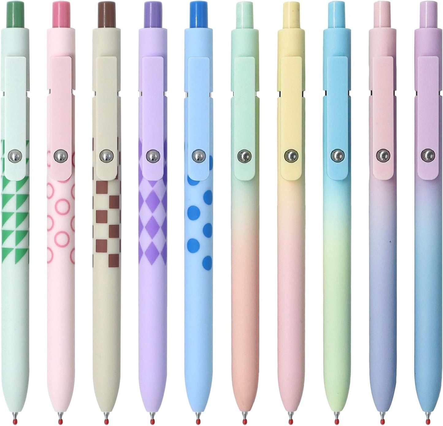 Gel Pens,10 Pcs Medium Point Smooth Writing Pens Cute Pens for Women, High-End Series 0.7mm Black Ink Pens for Journaling Note Taking, School Office Supplies (10 Pcs Gradient and Geometric)