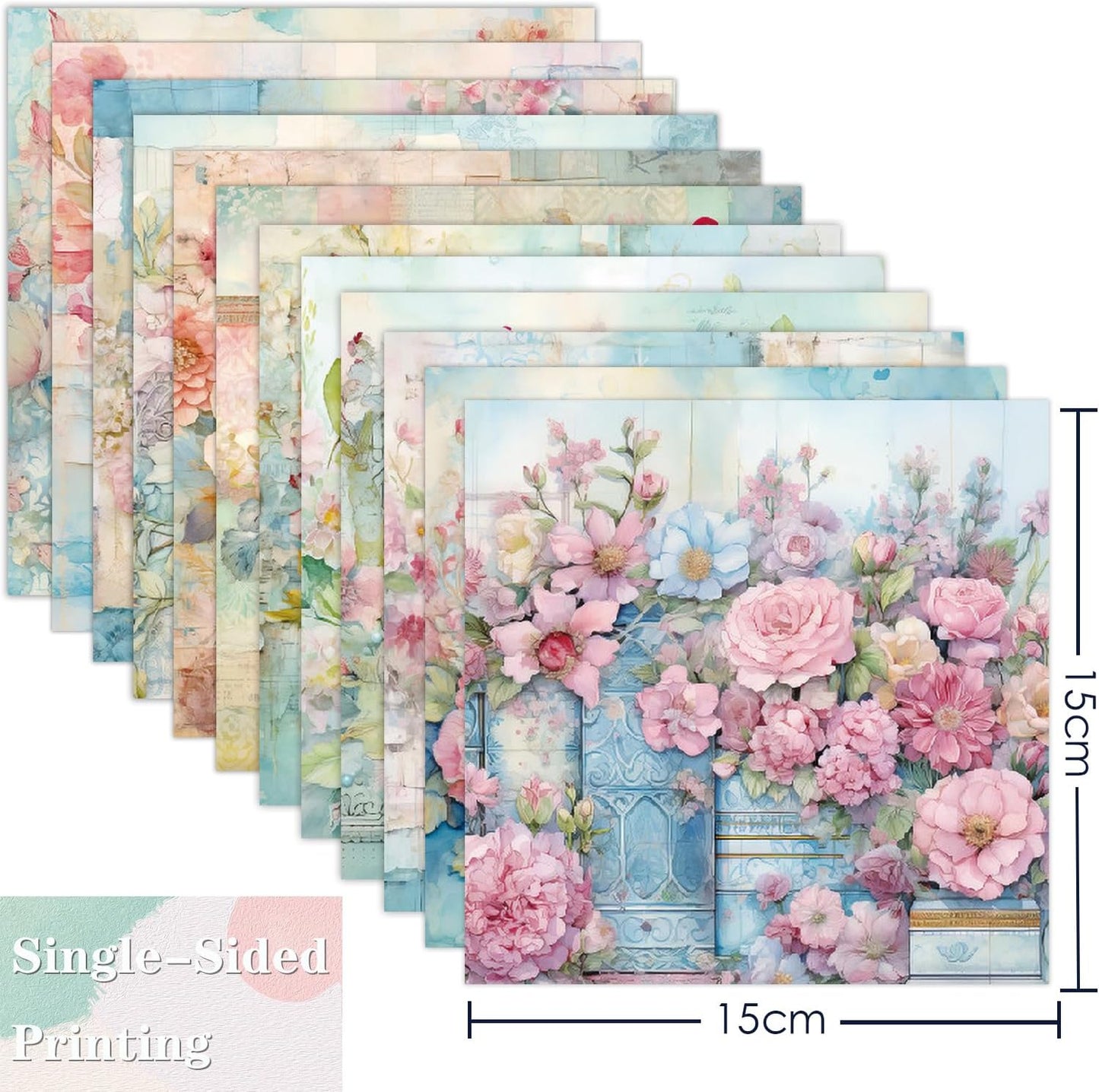 YASMEN 24 Sheets Scrapbook Paper Pads, 6X6 Single-Sided Cardstock Paper, Decorative Craft Paper, Flowers Pattern Paper Pack, DIY Decopodge Papers, Journal Scrapbooking Supplies, Card Making Supplies