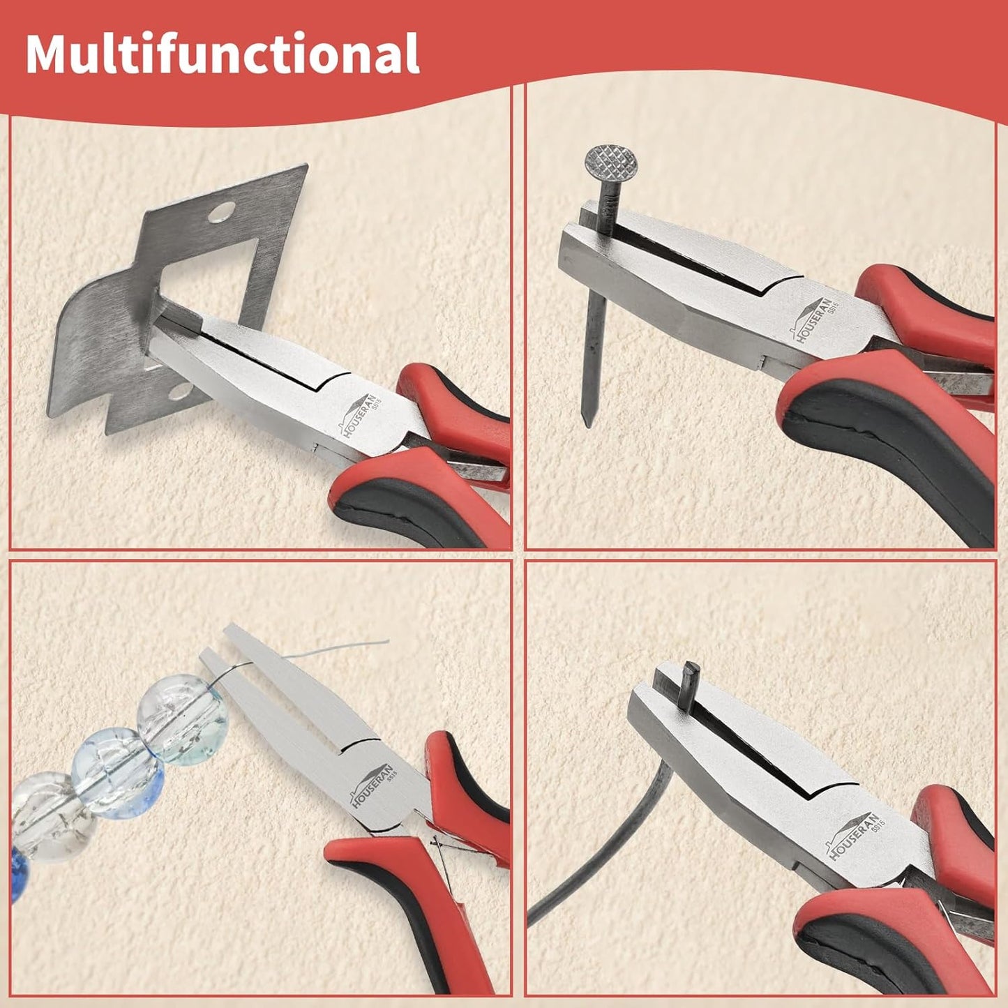 Flat Nose Pliers 5" - 5 Pack, Flat Jaw Pliers for Jewelry Making, DIY, Craft, Repairing