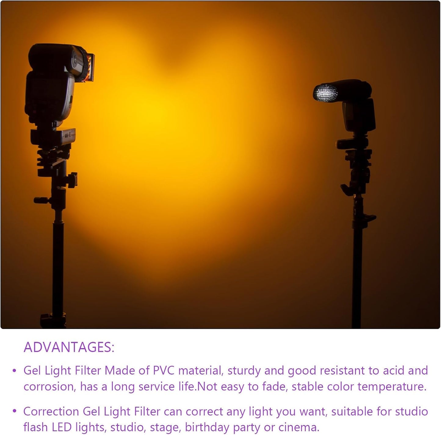 DMiotech 4Pcs Correction Gel Light Filter Overlay Transparent Plastic PVC Sheets Matte Purple for Photo，Film,Video