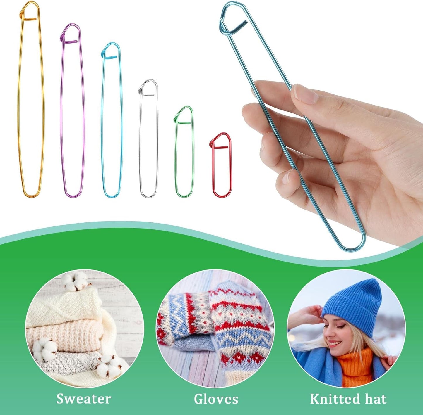 12 PCS Knitting Stitch Holder 6 Size Aluminum Yarn Stitch Holders Stitch Markers for Crocheting Practical Knitting Crochet Tools for Knitting Notions or Crochet