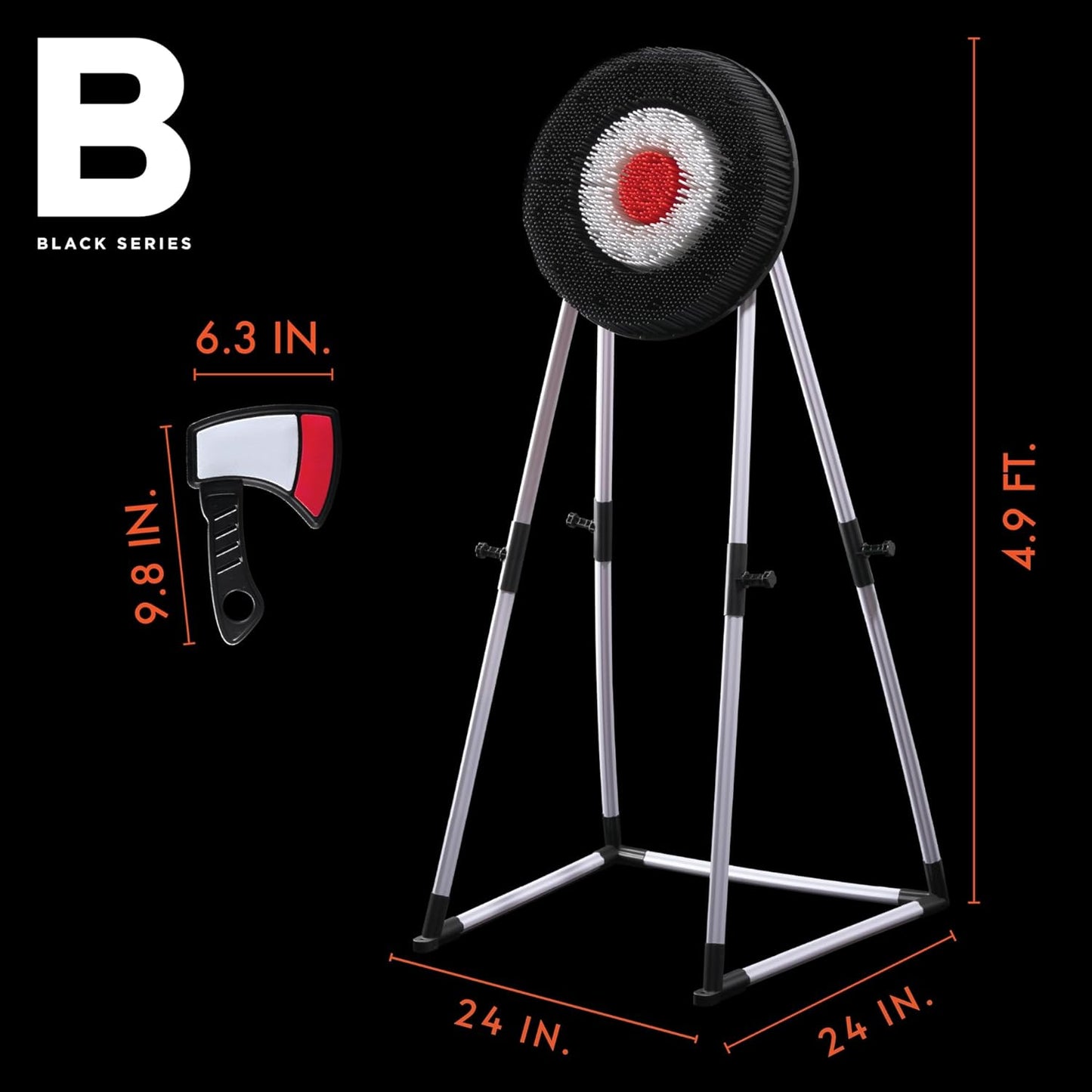 Black Series Axe Throwing Set – Indoor & Outdoor Party Game| Safe Plastic Throwing Axes| Collapsible Target| Backyard Game, Carnival Game, Beach Camping, Tailgating Essential| Fun Sports Activity Gift