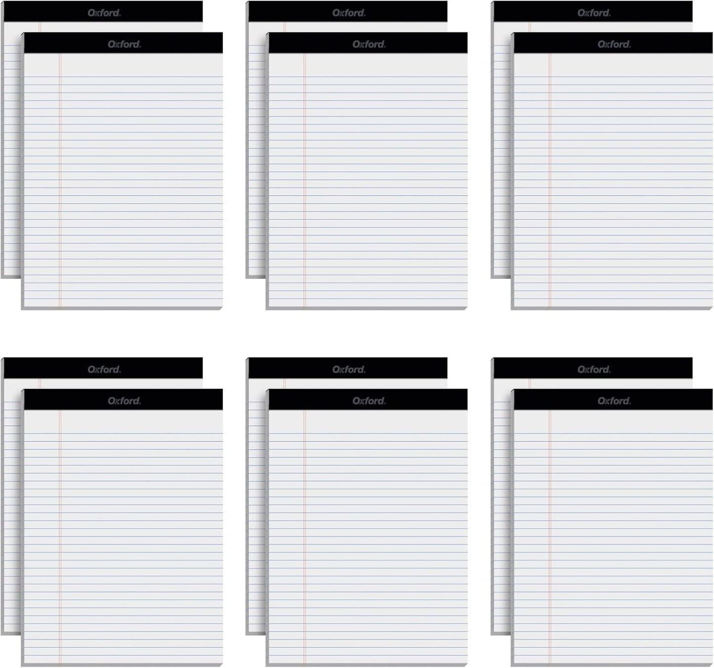 Oxford 8.5 x 11.75 Legal Pads, 12 Pack, Wide Ruled, White Paper, 50 Sheets Per Writing Pad, Made in the USA (74030)