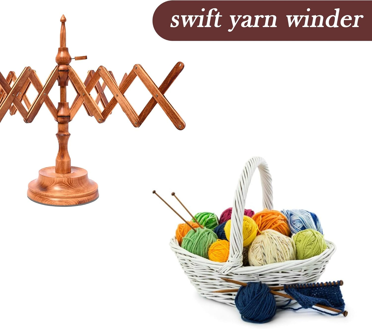 Wooden Table Top Yarn Swift, Antique Beechwood Crocheting & Knitting Craft Accessory for Yarn Winding, Handcrafted Beechwood Swift for Knitters & Crafters