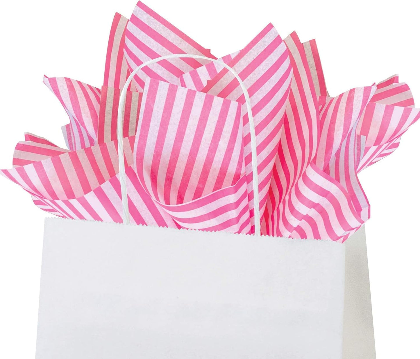 Flexicore Packaging Hot Pink Pin Stripe Print Gift Wrap Tissue Paper Size: 15 Inch X 20 Inch | Count: 50 Sheets | Color: Hot Pink Pin Stripe