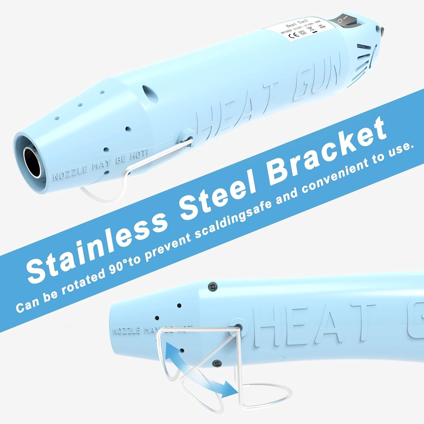 Heat Gun for Crafting, Mini Hot Air Gun Tool for Epoxy Resin, Shrunk Wrapping, Embossing, Electronics, Vinyl Wrap, Candle Making, Phone Repair & DIY - Blue