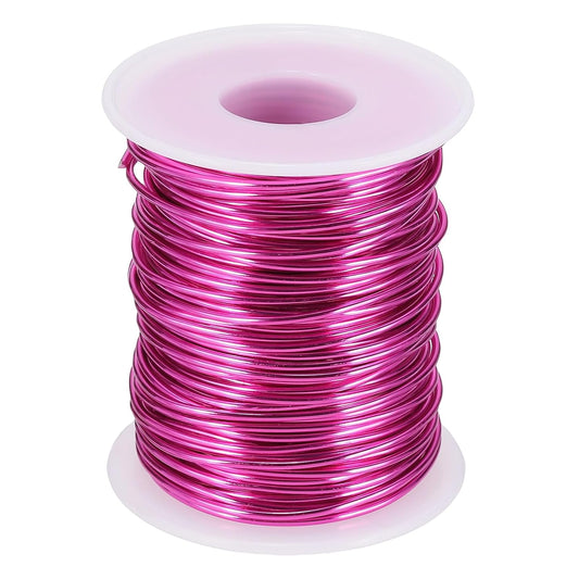 uxcell 16 Gauge / 1.5mm Anodized Aluminum Wire for Jewelry Craft Making, 102 Feet Bendable Flexible Wire for DIY Home Decor Gardening Sculpture, Rose Red