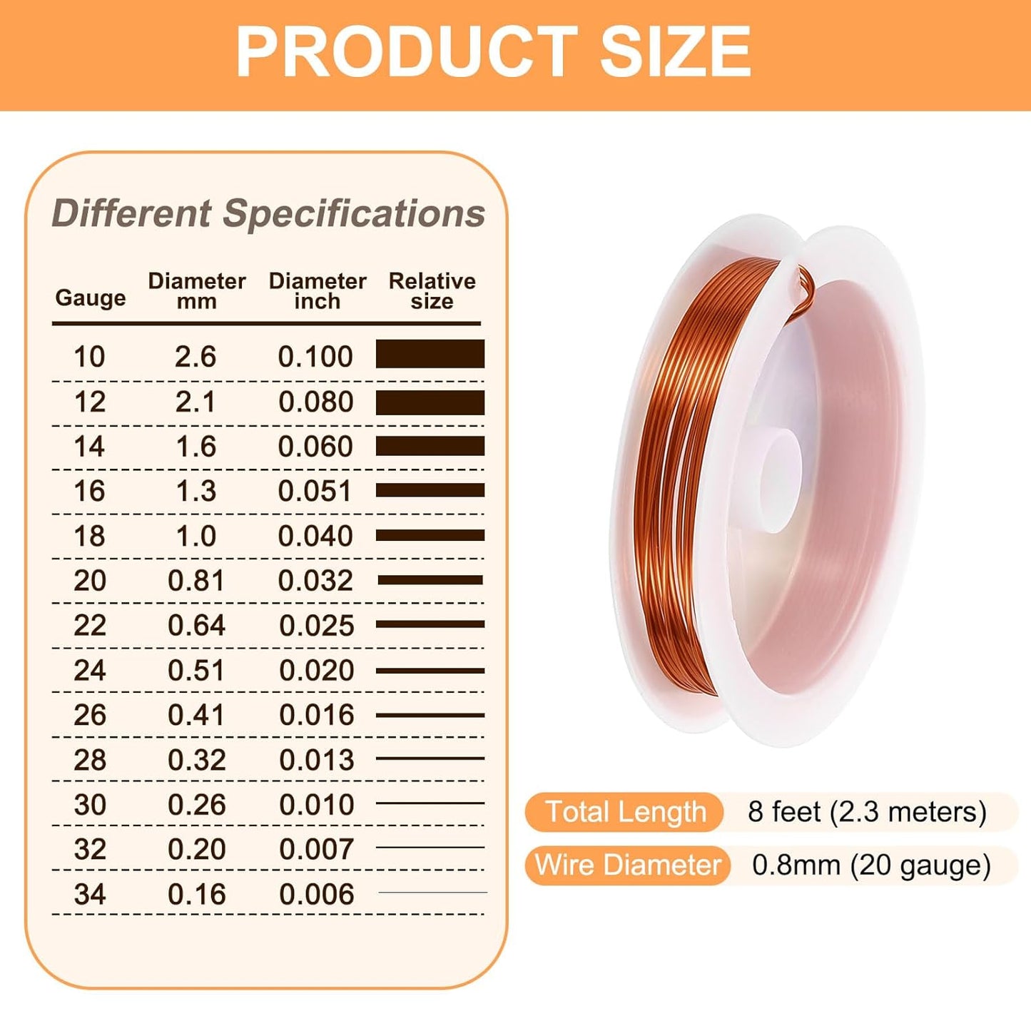 HARFINGTON 8ft Jewelry Wire, 20 Gauge (0.8mm) Brass Craft Soft Metal Tarnish Resistant Copper Beading Wire for Jewelry Making Supplies Crafting, Coffee