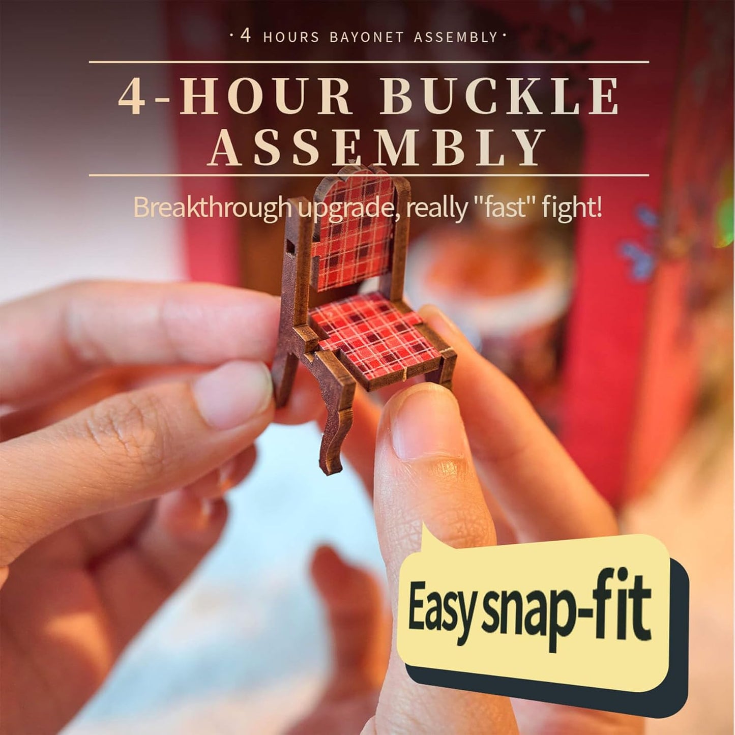 Book Nook Kit, DIY Miniature House Kit Book Nook, 3D Wooden Puzzle Bookshelf Insert Bookends DIY Model Building Kits for Adults Teens Creative (Songs of The Snowy Night)