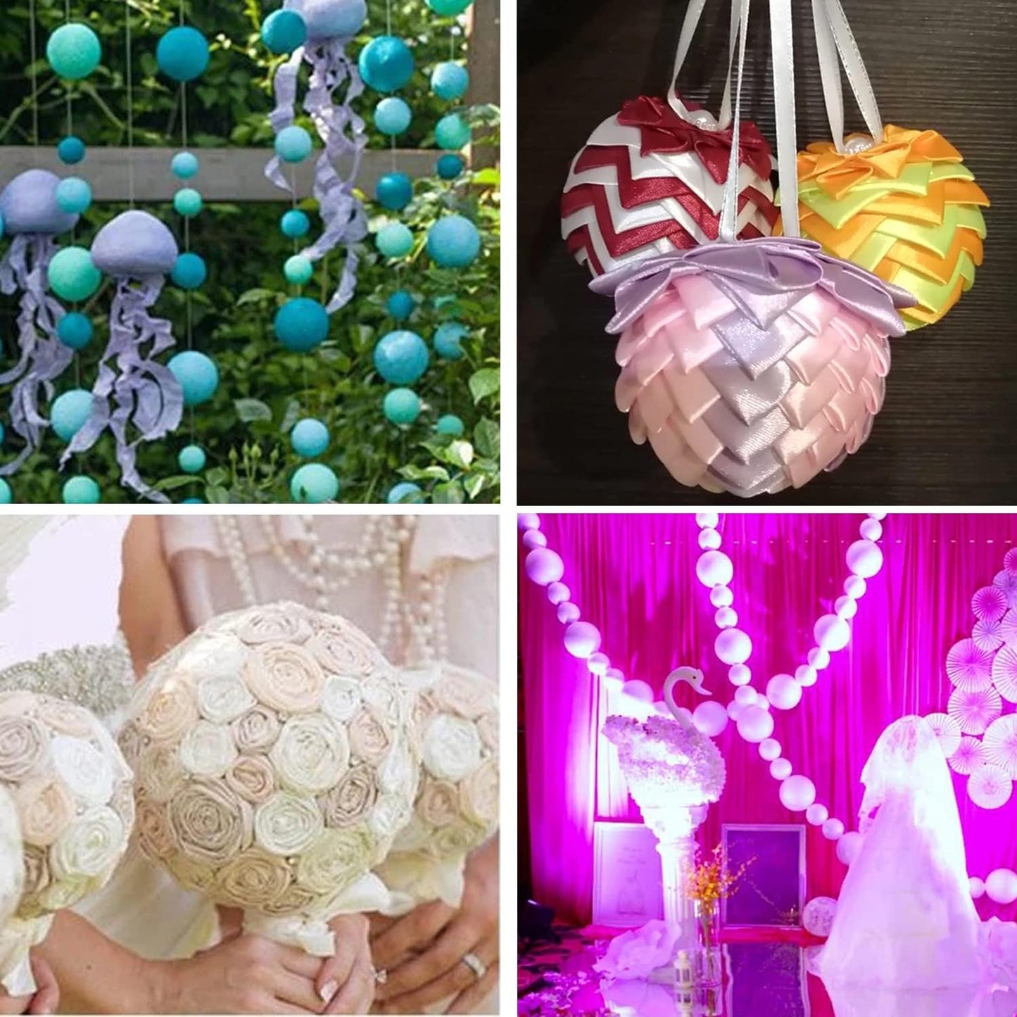 hesmartly 30 Pack Craft Foam Balls,White Polystyrene Smooth Round Balls, 1.97inch Foam Balls and 2 Pieces Painting Brushes for DIY Projects Arts and Crafts Supplies