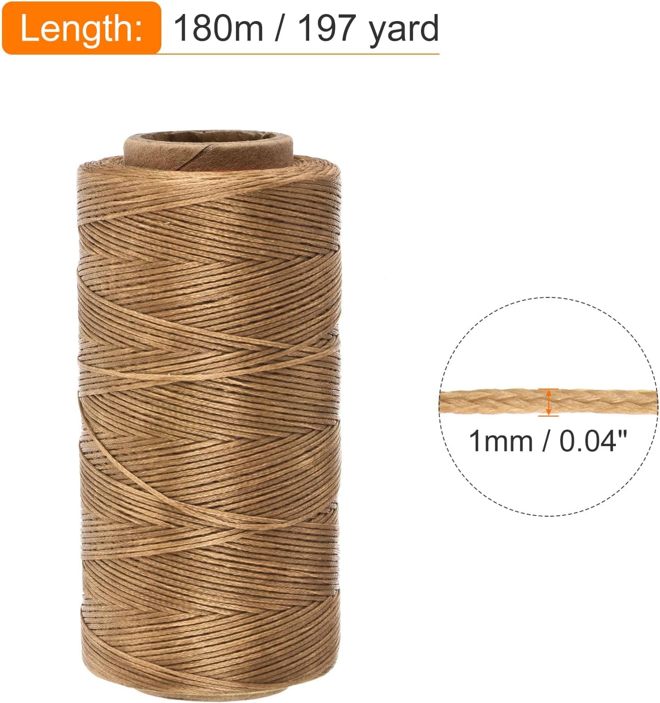 MECCANIXITY Waxed Thread,197 Yard 1mm 210D Flat Wax Thread Polyester Waxed String for Leather Sewing Hand Weaving Book Binding Home Decoration,Brown