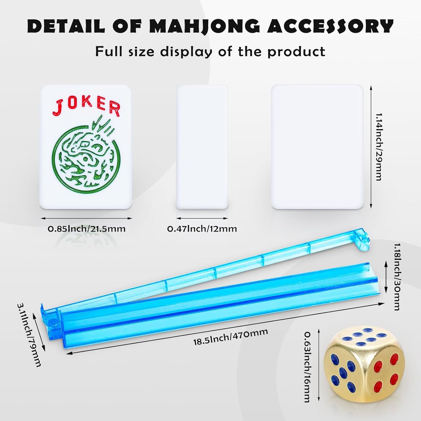New American Mahjong Game Set, 166 Premium White Tiles with Portable Metal Dices, 4 All-in-One Racks with Pushers, Mah-Jong Games Sets, Ma Jong Tile Game (Blue)