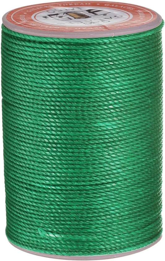 uxcell Round Leather Sewing Waxed Thread, 55m / 60 Yards Wax Polyester String, 0.8mm Waxed Stitching Cord for Leather Crafts, Bookbinding, Bracelets Braided, Dark Green