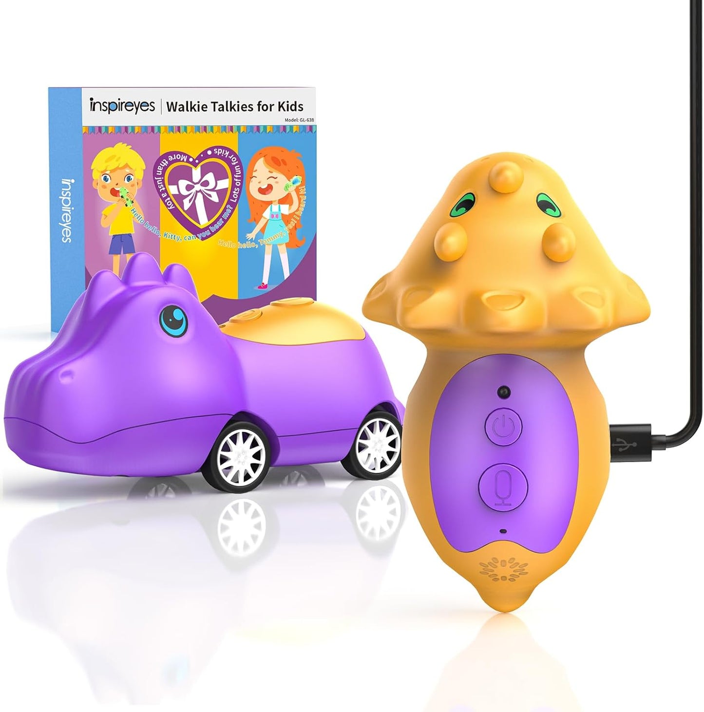 Dinosaur Walkie Talkies for Kids Rechargeable, Dino Toy Cars for Boys & Girls Ages 3-7, Crystal-Clear Audio, 48H Play, Fun Indoor & Backyard, Birthday Xmas Gifts for Toddler, 2 Pack