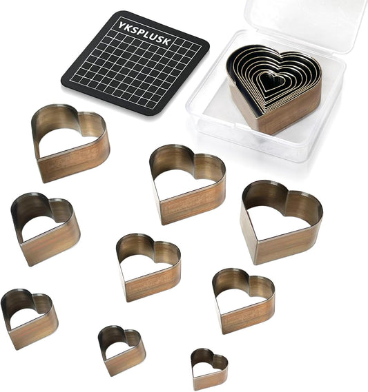 9 Pcs Leather Hole Cutter Tool Set, 9 Sizes Heart Shape Cutter Tools High Carbon Steel, Leather Cutting Dies Kit for DIY Leathercraft, Leather Hollow Punching with Plastic Box