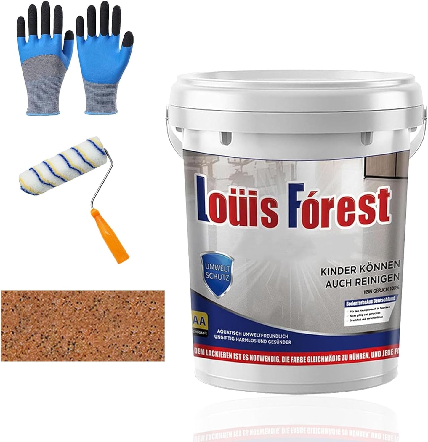 Louis Forest Epoxy Floor Paint, High-Gloss Marble Effect Coating, Epoxy Colored Sand Floor Paint, Wear-Resistant and Non-Slip for Indoor Outdoor (0.5KG-Orange)