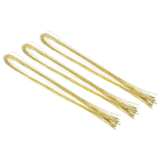 PATIKIL 32 Inch 24 Gauge Floral Stem Wire, 3 Pack/120 Pieces Bouquet Stem Paper Wrapped for DIY Crafts Flower Arrangements, Gold Tone