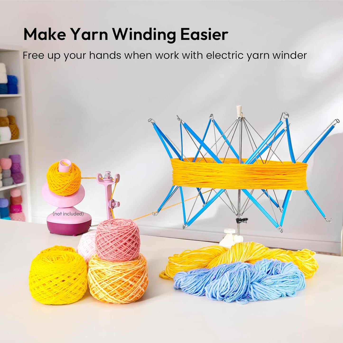Yarn Swift, Yarn Umbrella Swift for Crocheting, Holder for Skeins Flexible Lightweight Foldable Design, Height & Diameter Adjustable to Suit Space, Ideal Helper for Yarn Knitting Enthusiasts