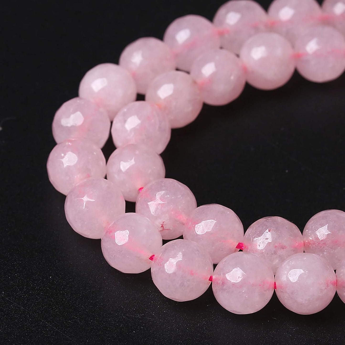 45pcs 8mm Natural Rose Pink Quartz Crystal Faceted Stone Beads for Jewelry Making Energy Healing Power Stone Beads DIY Bracelet Necklace Accessories 15" (8mm, Faceted Rose Quartz)