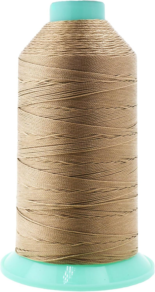 Mandala Crafts Bonded Nylon Thread Khaki Heavy Duty Sewing Threads - 800 YDs Size 207 630D T210 Tex 210 Thread for Leather Jeans Weaving Outdoor Marine Upholstery Threads