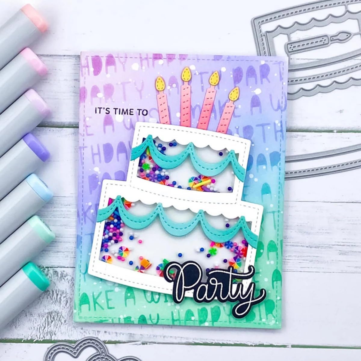 Cutting Dies for Card Making, Metal Scrapbooking Die-Cuts, DIY Bckground Frame Crafts Embossing Stencil, Paper Template Mold/Photo Album Arts Tool (Birthday Cake-8.5x8.2cm)