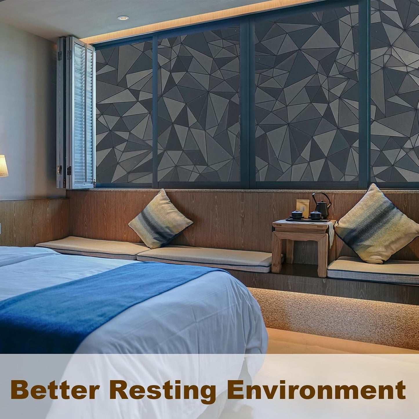 Niviy Blackout Window Privacy Film with Installation Tools Static Cling 100% Light Blocking Room Darkening, Heat Control Removable Window Tint for Home, Black Out Window Cover 11.8" by 78.7"