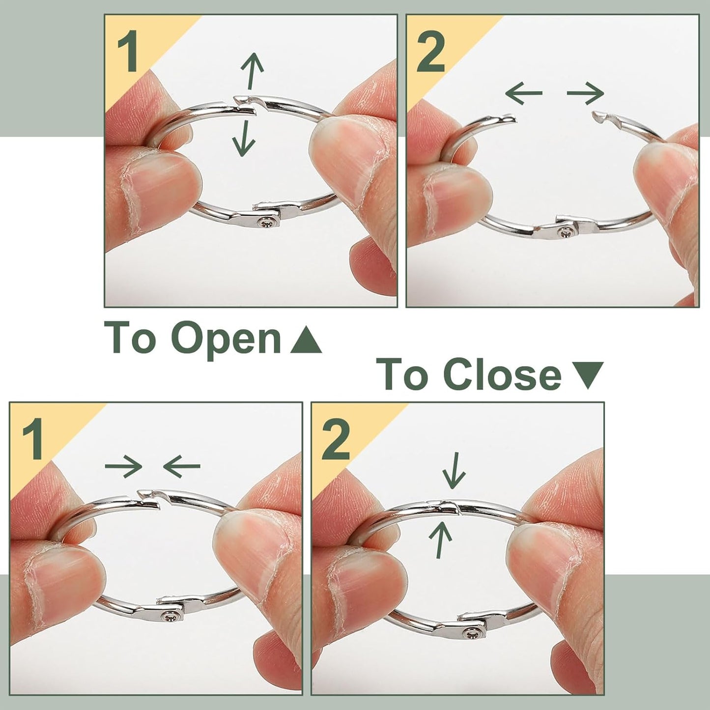 PATIKIL 2.2" x 2.4" Loose Leaf Binder Rings, 30 Pcs Metal Book Rings Nickel Keychain Ring for Paper Index Cards Flash Card Notebook Rings Office Home Book Binder, Silver Tone