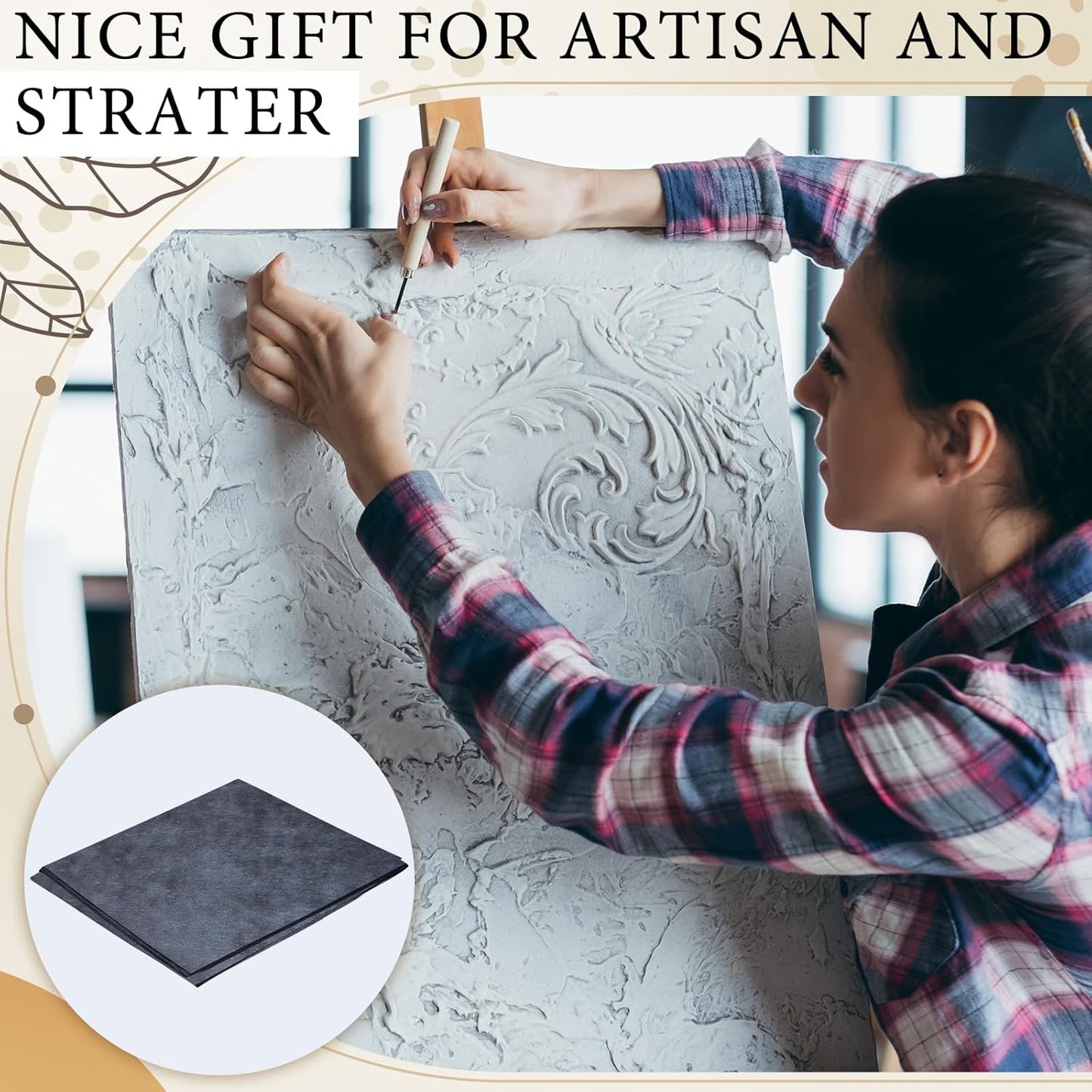 Dinifee 5 Sheets Large Carbon Paper for Tracing 20.3 x 47 Inch Graphite Transfer Paper Waxed Carbon Transfer Sheet for Wood, Canvas, Woodworking Patterns, Fabric, Sketch Drawing, Black