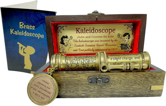 Handcrafted Brass Kaleidoscope – Vintage Nautical Collectible Gift for Kids, Teens & Adults – Sentimental Keepsake with Greeting Card – Educational Toy & Home Décor Accent – Timeless Pattern Design