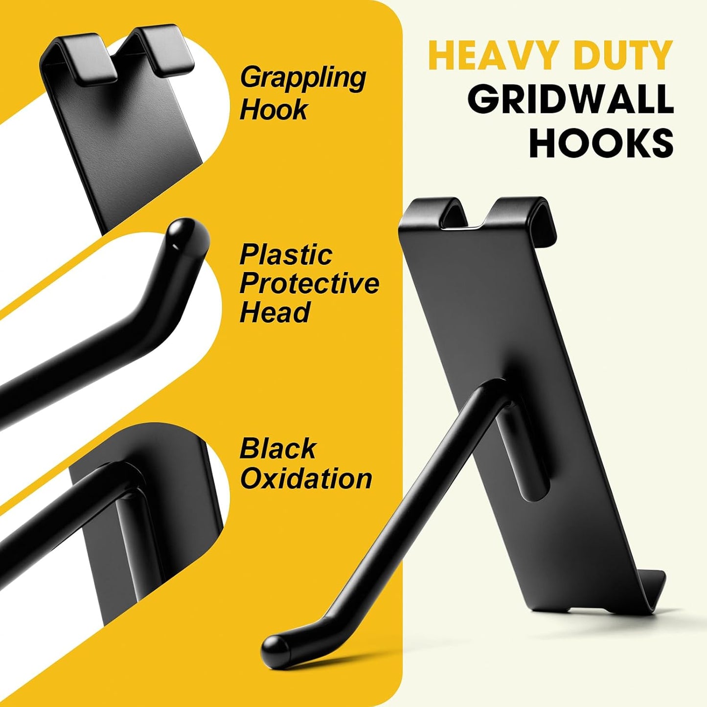 Gridwall Hooks 4 Inch, 60 Pack Metal Display Hooks for Grid Wall, Hanging Hooks for Grid Wall Panels, Black Grid Wall Accessory for Clothes, Home Setup, Retail Display- Gridwall Peg Hooks