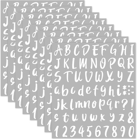 Outus 576 Pieces 8 Sheets Letters Stickers Self Adhesive Vinyl Letter Alphabet Number Stickers Mailbox Numbers Sticker, Decals for Classroom Decor, Sign, Door(White,1.5 Inch)