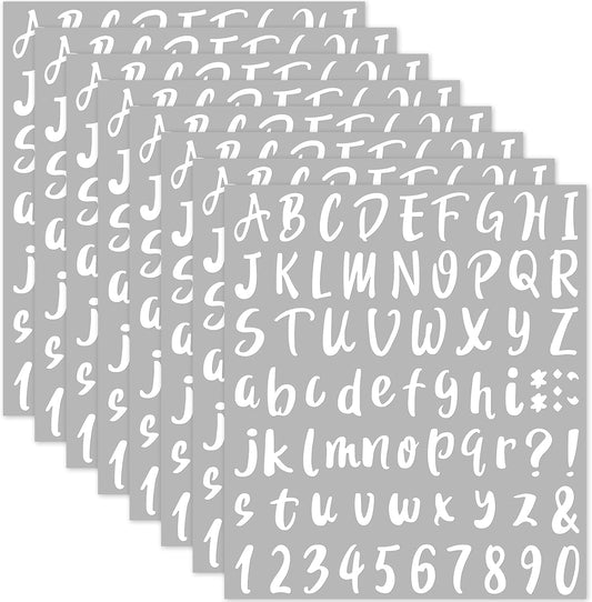Outus 576 Pieces 8 Sheets Letters Stickers Self Adhesive Vinyl Letter Alphabet Number Stickers Mailbox Numbers Sticker, Decals for Classroom Decor, Sign, Door(White,1 Inch)