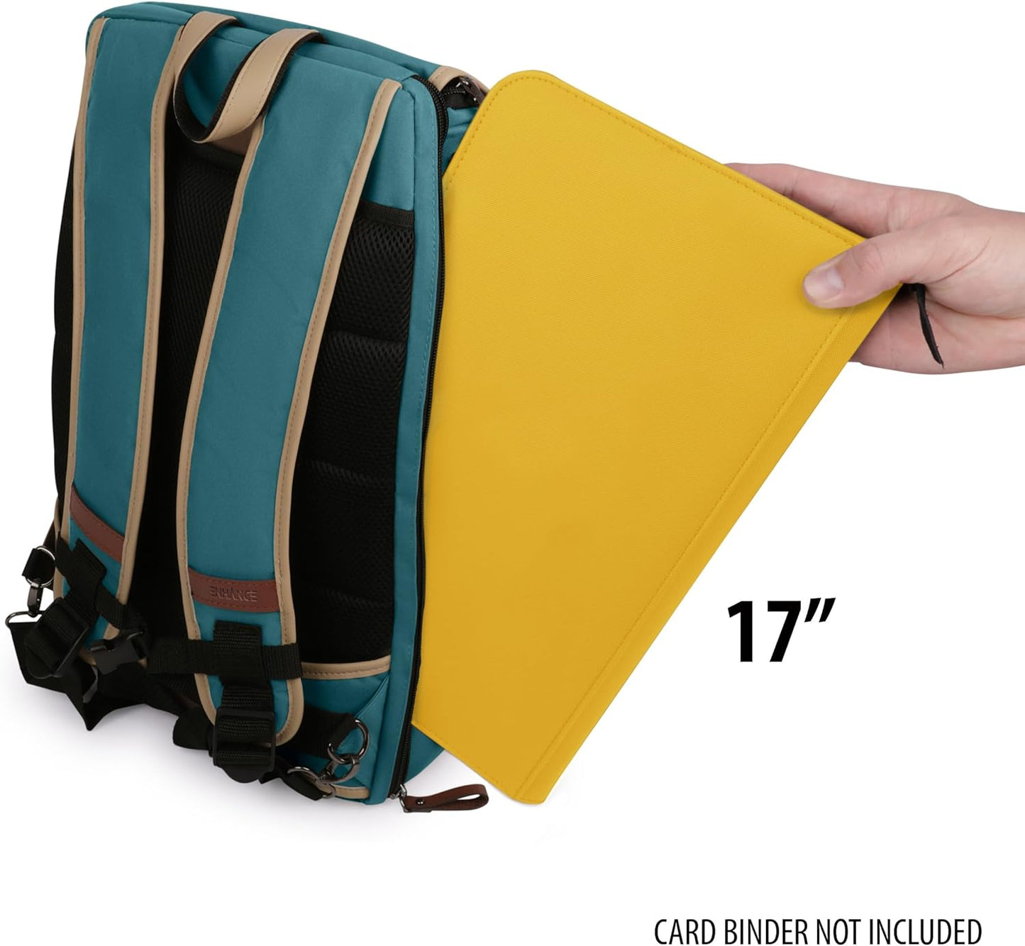 ENHANCE Designer Edition TCG Backpack - MTG Deck Bag Card Binder Space, TCG Deck Box Storage, MTG Playmat Holder - Card Storage Compatible with Magic the Gathering, Pokemon, Lorcana (Canvas Green)