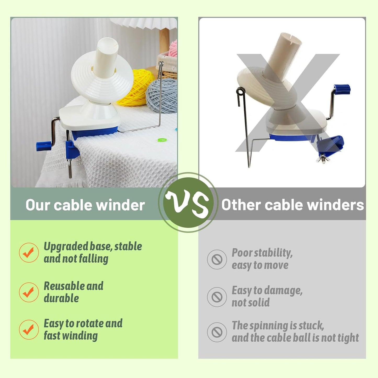 UzecPk Yarn Winder, Yarn Winder Spinner for Crocheting, Hand Operated Ball Winder with Lower Noise 4 Ounce Capacity for Crocheting & Knitting Crafting Lovers, Stitch Markers Needle