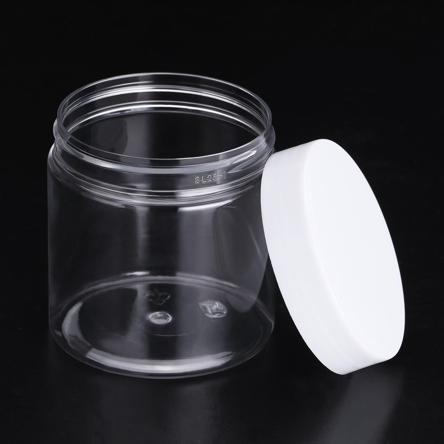 Chuangchou Empty Clear Plastic Storage Favor Jars Wide-mouth Plastic Containers with White Lids (12 Pack) for Beauty Products, DIY Making or Others (8 oz)