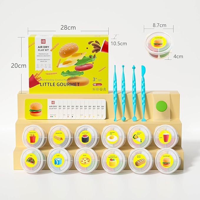 Air Dry Clay for Kids - Modeling Clay Kits, Ultra Light & Soft, Safe & Non-Toxic, 12 Boxes DIY Model Magic Clay 48 Colors with Sculpting Tools und Tutorials, Creative Art Crafts Toys Gifts Boys Girls