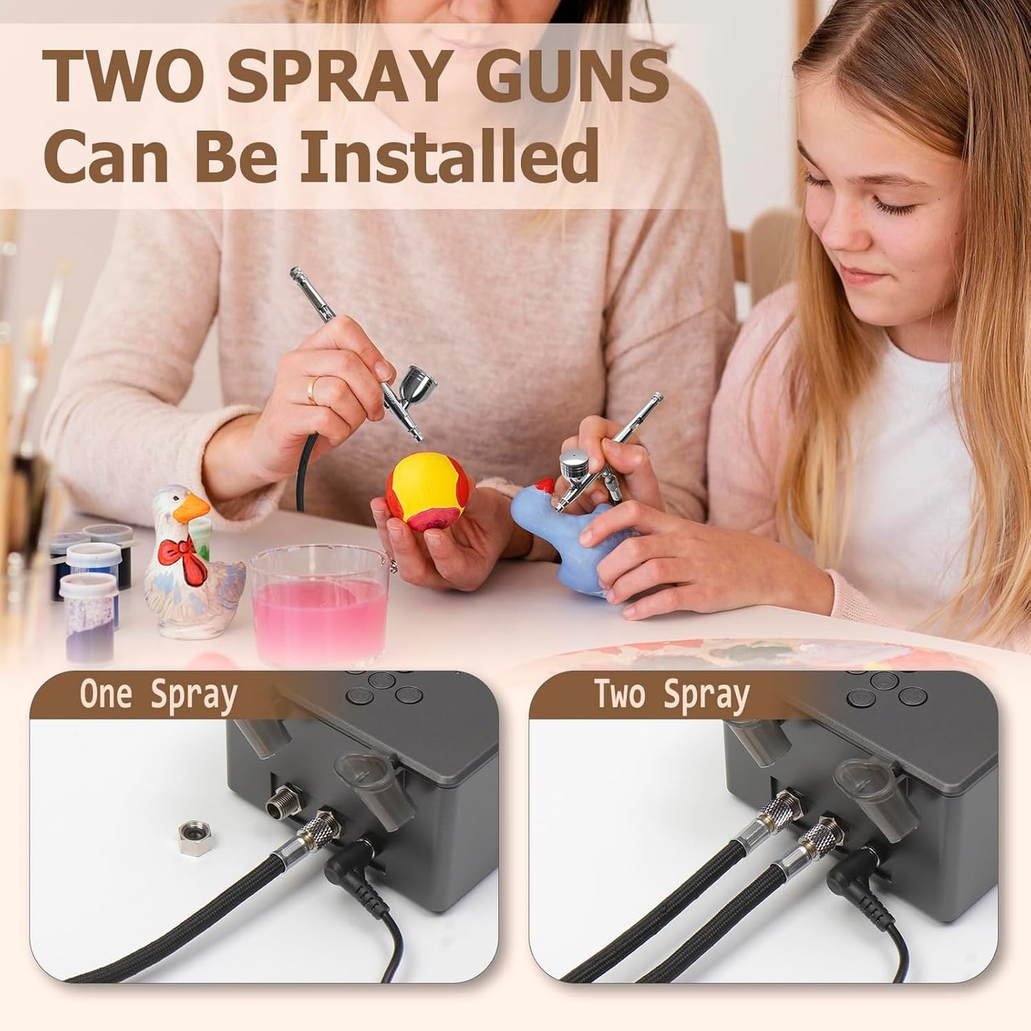 Colima Dual-Action Airbrush Kit with Compressor—55PSI High Pressure 7 Adjustable Settings 12 Paint Set & Cleaning Kit for Models, Miniatures, Hobby Art (2025 Upgrade)