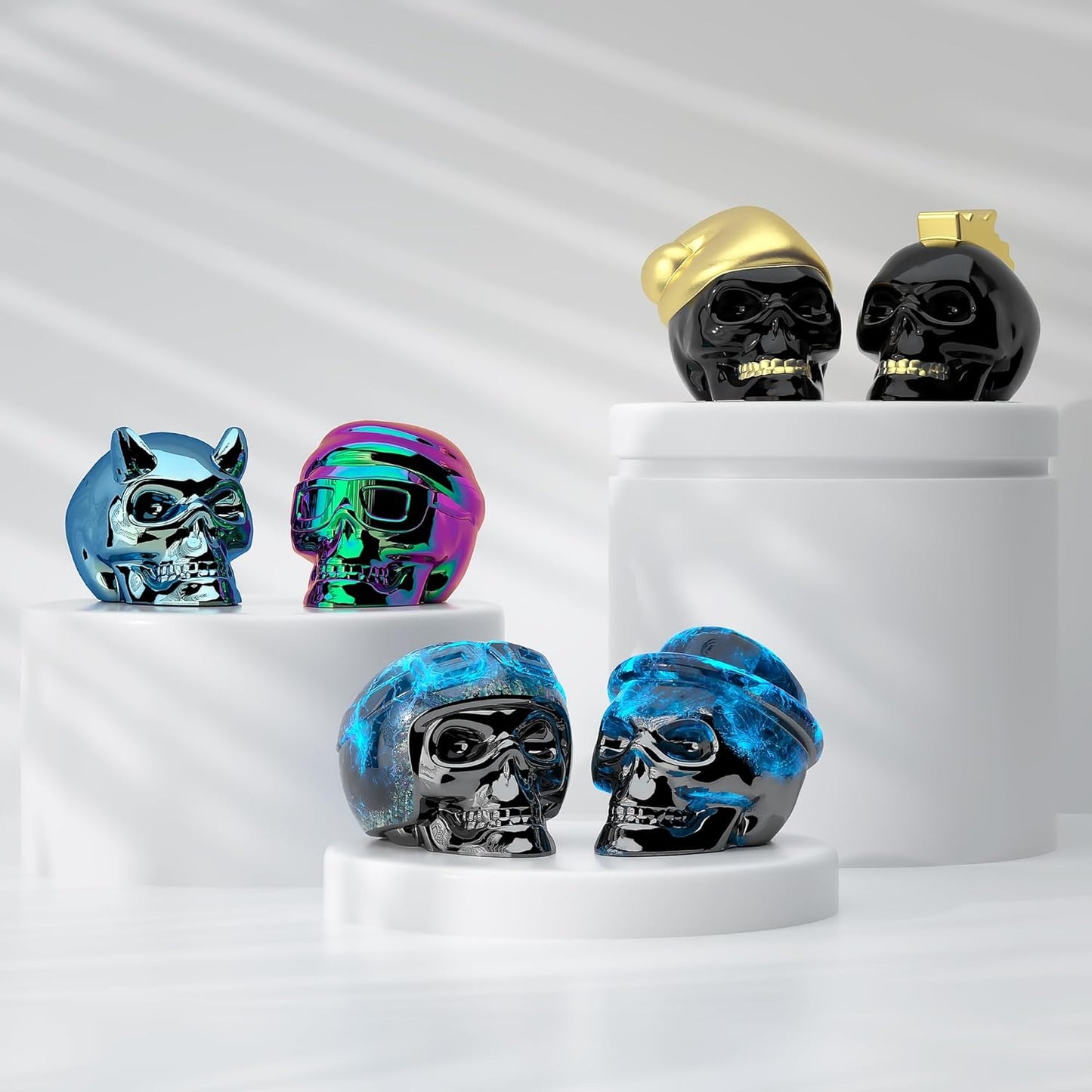 Readaeer Skull Silicone Molds, 3D Skull Molds, 6 Style Large Silicone Molds for Resin, Ice, Chocolate, Soap, Clay, Candle Wax Casting, Halloween Home Decoration