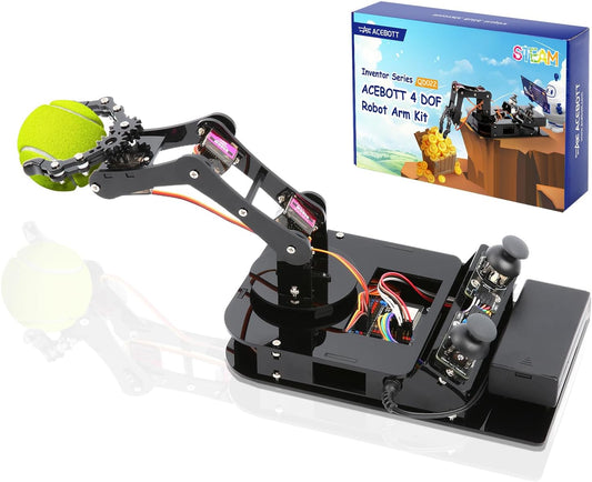 ACEBOTT 4 DOF ESP32 Robotic Arm Kit for Kids 8-12, Robotics Kit App Remote Control Robot Toys Compatible with Arduino, STEM Educational DIY Robot Arm Kit Gift for Teenagers & Adults